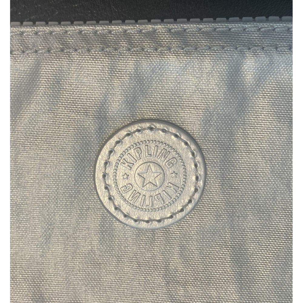KIPLING Creativity Pouch Bag Silver Purse and Silver Gorilla Charm AC7248QD7 NEW - Picture 8 of 10